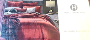 Hotel Collection Structure Full / Queen Comforter & 2 Pillow shams Set Red NWT - Picture 1 of 9