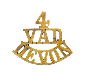4 Destacamentos de Ayuda Voluntaria Devon Hombro Título Latón Metal - Imagen 1 de 1