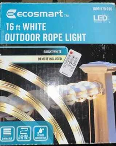 EcoSmart LED Dimmable Linkable Outdoor Rope Light w/ Remote Bright White 16Ft - Picture 1 of 2