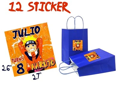 12 ct  Naruto 2.6" Sticker Label for Bag Treat Box Birthday Party Favor - Image 1 of 2