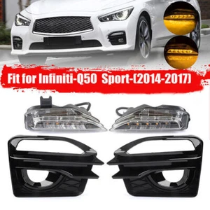 Front Fog Light Bumper LED Turn Signal For Infiniti Q50 Sport 2014 2015 16 2017 - Picture 1 of 8
