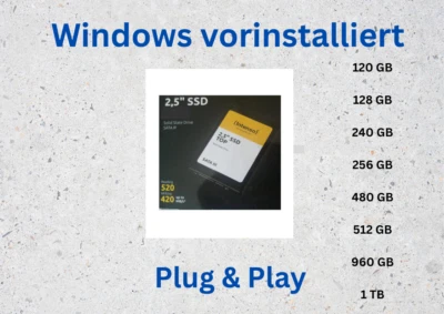 INTENSO SSD Festplatte mit windows 11 Pro vorinstalliert, für PC mit windows 10 Pro