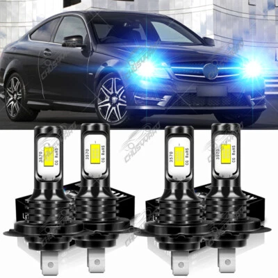 For Mercedes-Benz C250 C300 C350 4x 8000K LED Headlight Kit High &Low Beam Bulbs - Image 1 of 4