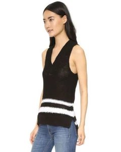 Rag and Bone Dina Halter Top Vest Black White stripes Small NWT - Picture 1 of 7