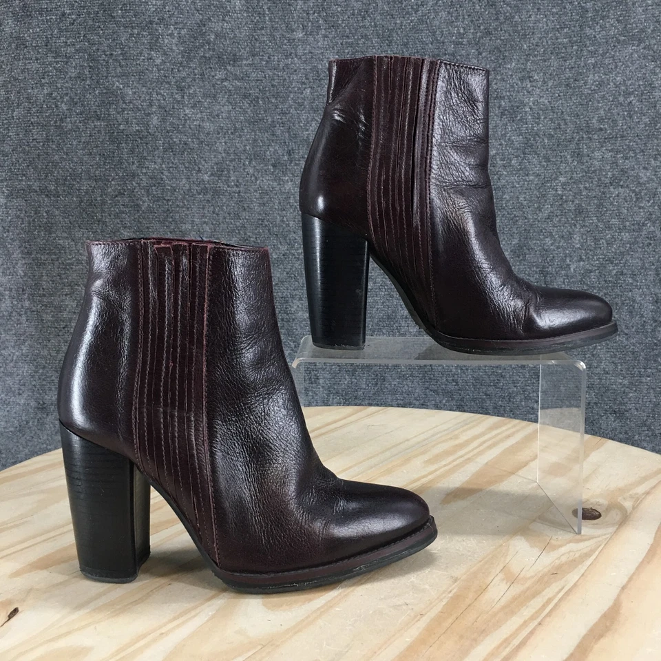 Botas Zara Colección Básica Mujer 35 Botín Borgoña Pull On Block Tacones Foto 1 de 4