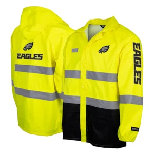 Philadelphia Eagles Hi-Vis Safety Waterproof Rainshell Full-Zip Hooded Jacket - Picture 1 of 5