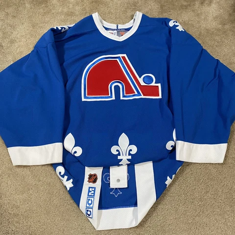 CCM Authentic Quebec Nordiques NHL Hockey Jersey Vintage Blue Away 48 Cover