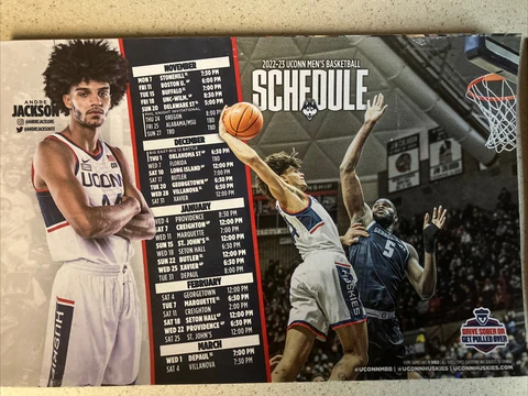 2022-23 Uconn Huskies Men’s Basketball Schedule Magnet Andre Jackson Mint! Cover