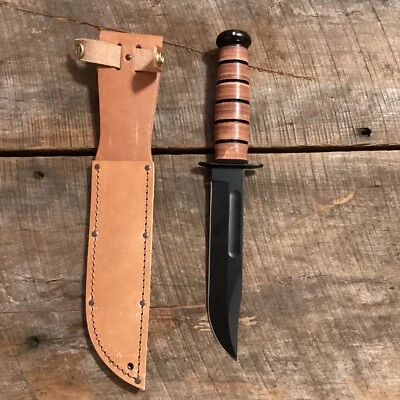 Cuchillo de hoja fija Ka-Bar marca única 7" 1095 Cro-Van hoja de acero al carbono (LEER) Foto 1 de 4