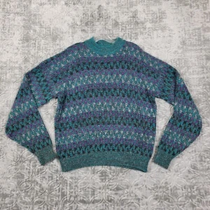 Vintage Opa Stil Pullover Herren groß blau Rundhalsausschnitt geometrisches Muster - Bild 1 von 11