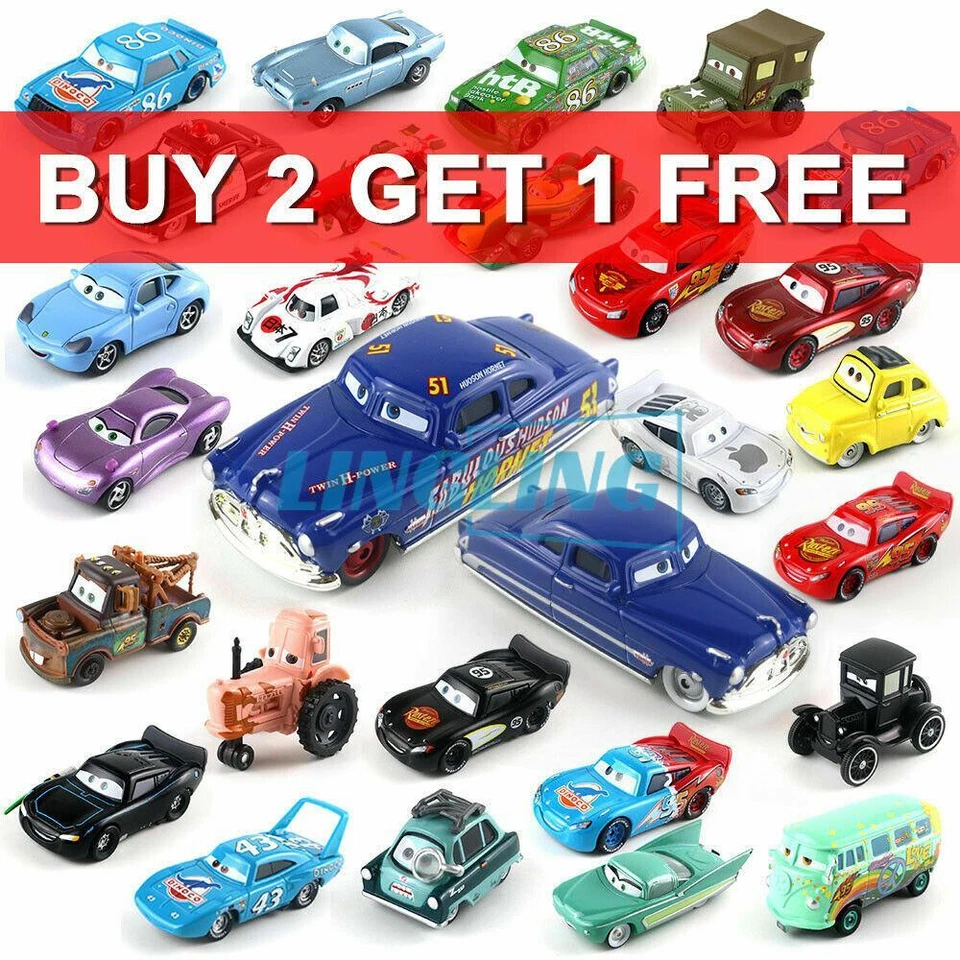 Nuovo lotto auto Disney Pixar Lightning McQueen 1:55 modellino pressofuso auto - Immagine 1 di 4