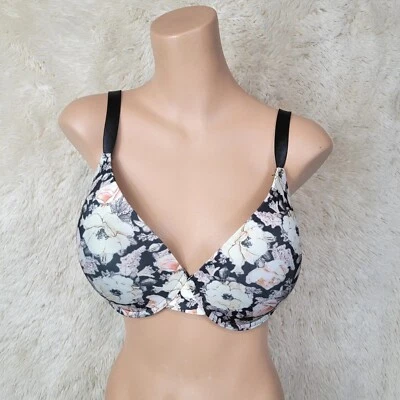 Isaac Mizrahi New York Size 40DD Bra Black White Floral Underwire Padded G - Image 1 of 4