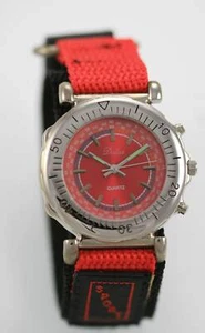 Dalas Mens Watch Silver Stainless Water Resist Black Red Nylon Battery Quartz - Picture 1 of 3