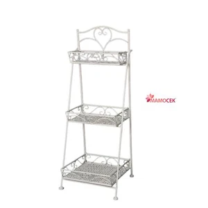 ETAGERE Scaffale espositore scaletta ferro bianco 3 mensole 44x44 h115 shabby - Foto 1 di 4