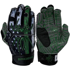 Spiderz 2022 Hybrid Baseball/Softball Batting Gloves - Green Line - Large