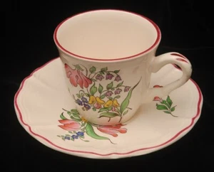 KG LUNEVILLE FRANCE DEMITASSE CUP AND SAUCER TULIPS - Picture 1 of 5