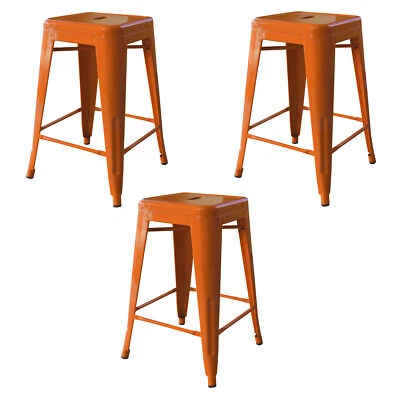 AmeriHome BS24ORNG3 Loft Orange 24 in. Metal Bar Stool - 3 Piece - Image 1 of 4