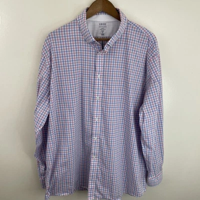 IZOD Cool FX Shirt Mens 2XL XXL Multicolor Plaid Long Sleeve Button Down - Image 1 of 4