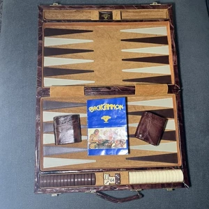 Echtes Rindsleder braun Leder 18 x 24" Championship Challenge Backgammon Set - Bild 1 von 22