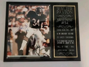 Quadro Walter Payton 1996 incorniciato firmato a mano con orsi COA DOLCEZZA - Foto 1 di 10