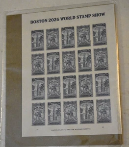 WORLD STAMP SHOW 2026 "BOSTON," Sheet of 20 Forever Stamps, New and Sealed - Picture 1 of 3