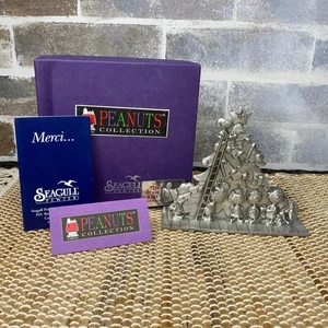 Vtg Rare Seagull Etain Zinn Pewter Christmas Tree with Charlie Brown & Friends  - Picture 1 of 13