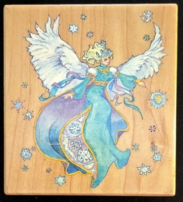 Sello de goma PSX CK-3531 copo de nieve hadas alas de ángel extendidas difícil de encontrar Navidad Foto 1 de 2