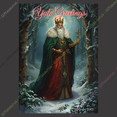 E TAYLOR ART Personalised Yule Card Christmas Santa Holly King Wiccan Pagan Plantable Seeded