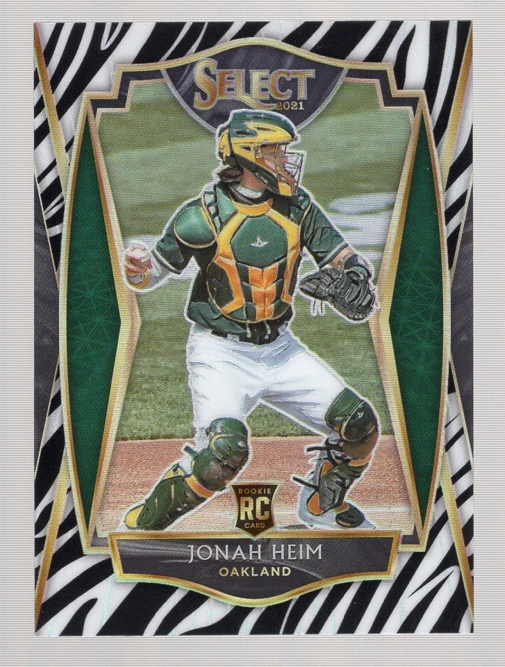 JONAH HEIM 2021 PANINI SELECT PREMIER LEVEL ZEBRA PRIZM RC #134 **A'S/RANGERS** - Image 1 of 2