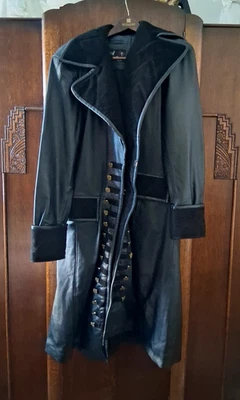 REAL LEATHER CO Men's Black Doubled Breasted Suede Collars & Cuffs Trench Coat - Image 1 of 4