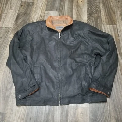 Abrigo Chaqueta Johnston & Murphy Ligero Cuero Cordero Negro Talla 44 Foto 1 de 4