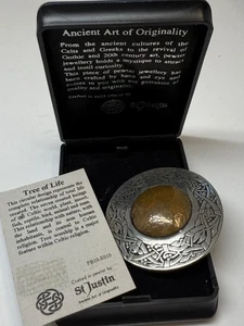 Vintage St Justin Lebensbaum runde Design Brosche in OVP - Bild 1 von 8