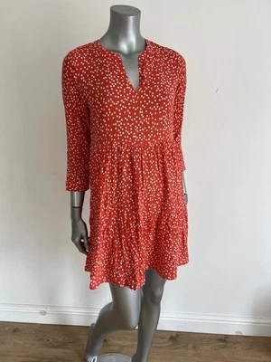 JOULES Cosima Kleid Größe 8 rot weiß Punktemuster Stufen mit Taschen NEU RH70 - Bild 1 von 4