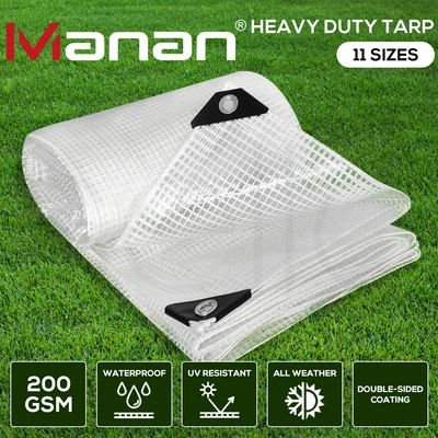 Manan Tarp Tarpaulin 200GSM Camping Heavy Duty Tent Waterproof Cover Poly Clear - image 1 of 4