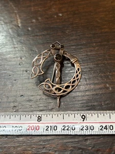 Broche chal penanular celta plata escocesa vintage - Imagen 1 de 5