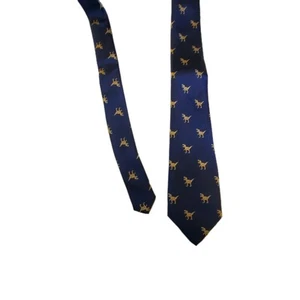 Barry Wang Designer Mens Tie - Dark Navy Blue - Dinosaur T-Rex - Picture 1 of 4
