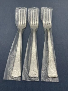 Cambridge RIVERDALE Stainless Flatware 8" DINNER FORKS Textured Mirror SET OF 3  - Picture 1 of 6