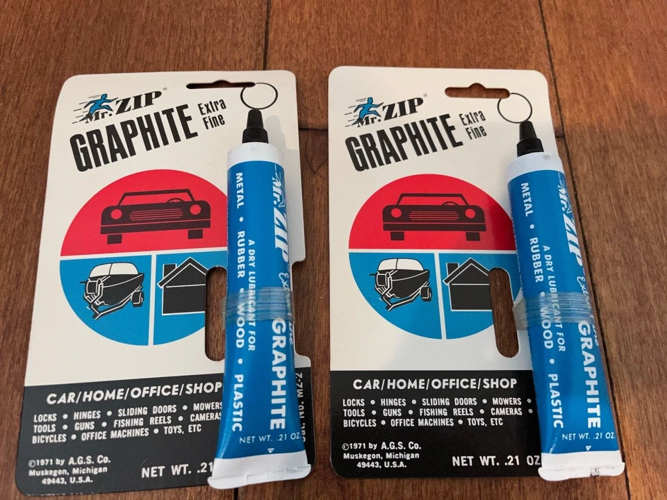 AMERICAN GREASE STICK 2 pack, AGS, MR. Zip, Extra Fine Dry Powder Graphite Lubricant .21 oz each,vtg