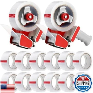 Dunzoom 2 Pack Packing Tape Dispenser Gun with 12 Roll 2 Inch Packing Tape Gu - Picture 1 of 5