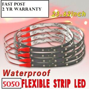 2 RED LED Strip Light 60cm Spoiler Flexible Car Rear Brake High Stop Lights 3RD 