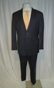 Paul Stuart Blue Broad Stripe Woven in England Two Button Yachting Suit 44ST - Picture 1 of 17