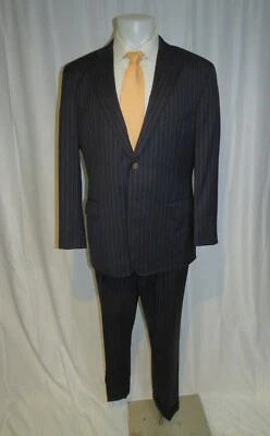Paul Stuart Blue Broad Stripe Woven in England Two Button Yachting Suit 44ST - Image 1 of 4