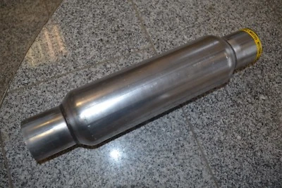 Durchgangsdämpfer - Düsenbeschleuniger - Aluminierter Auspuffstahl 63,5mm/400L - Bild 1 von 3