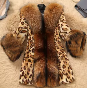 Abrigos de piel sintética para mujer Leopardo Invierno Clásicos Chaqueta de longitud media Informal Damas Nuevos - Imagen 1 de 9