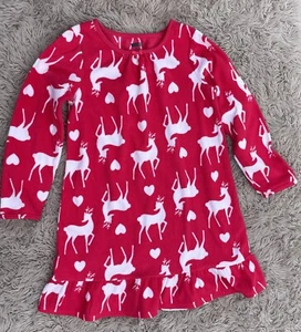 Crazy 8 Girl s Medium (7/8) Pink & White Reindeer Long Sleeve Gown - Picture 1 of 3