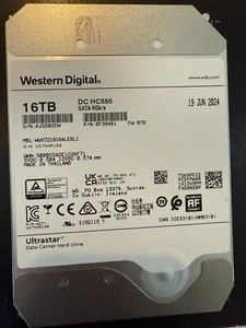 Western Digital Ultrastar 16TB HC550 3.5" Sata HDD w/4 hours and warranty - Picture 1 of 3