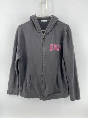 Gap полный молнии толстовка с капюшоном куртки женщин размер XL серый розовый логотип быстрая доставка - Изображение 1 из 4