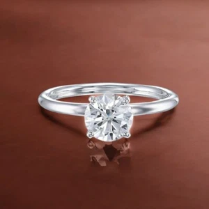 1 Carat IGI Lab Created Round Diamond Engagement Ring 14k White Gold E F VS - Picture 1 of 10