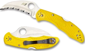 SPYDERCO Tasman Salt 2 Serr 100% Rustproof H-1 Blade, Yellow FRN Handle C106SYL2 - Picture 1 of 2