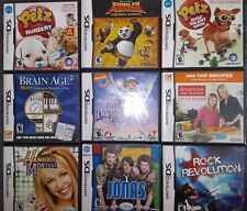 Nintendo NDS Lot Of 9 Petz Jonas Dora Brain Age 2 Hannah Montana Kung Fu Panda